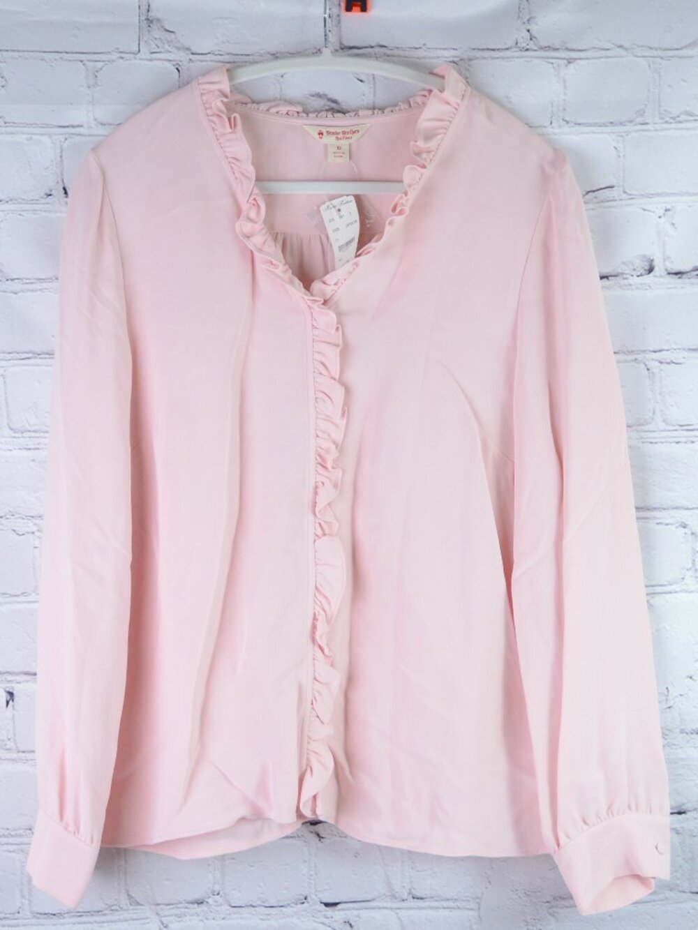 NWT BROOKS BROTHERS Ruffle Front Button Up Blouse